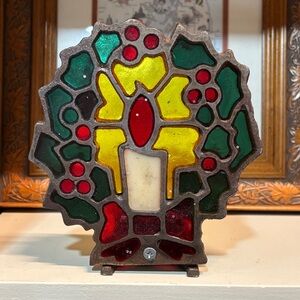 🔥Vintage Stained Glass Holiday Candle Decor - Red, Green, Yellow🔥